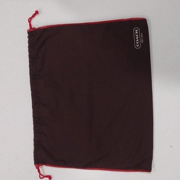 COACH Brown & Red Drawstring Dust Bag | 13 x 10.5 in Protective Storage Bag CH01 - Picture 4 of 6